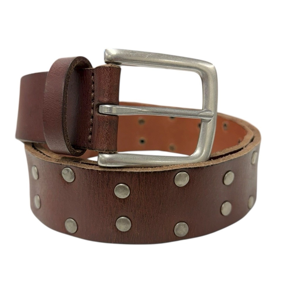 Lucky Brand Men's Size 32 Dark Brown 100% Leather‎ Studded Belt NWT